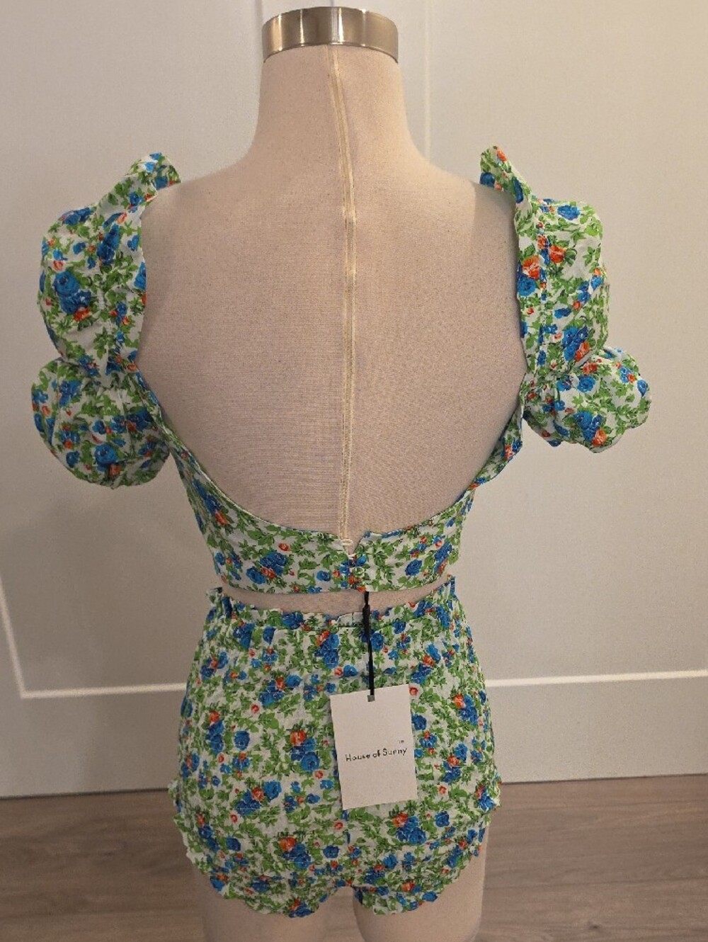 House of Sunny Green Floral matching Smocked Short Set size 2 new with tags - Picture 8 of 16